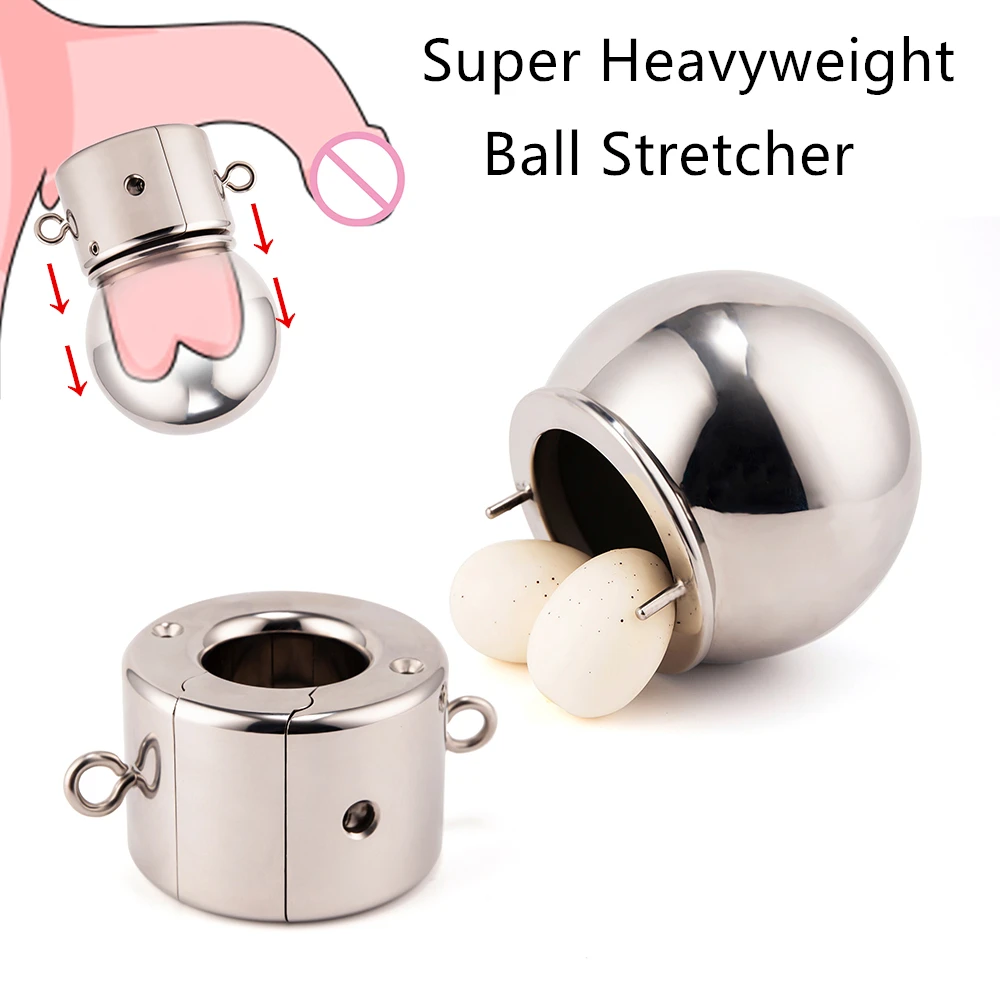 

5 Size Super Heavyweight Male Ball Stretcher Restraint Bondage Penis Lock Metal Scrotum Pendant Cock Ring Fetish Sex Toy for Men