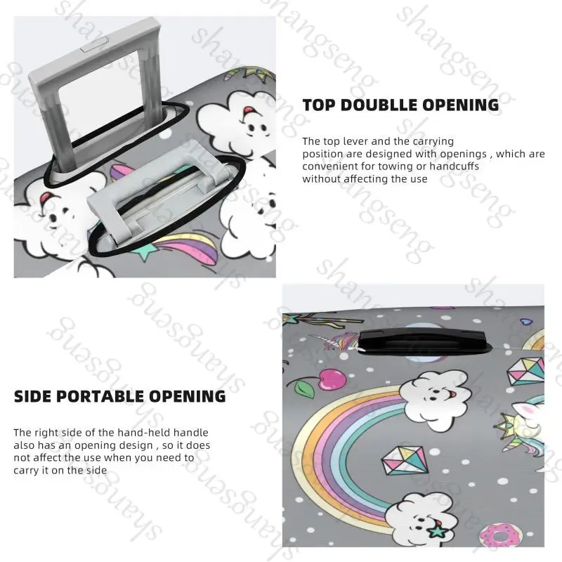 حافظة واقية لحقيبة السفر بطباعة وحيد القرن الكرتونية، غطاء حقيبة السفر، حماية مرنة، غطاء أمتعة قابل للغسل، 18-32 بوصة #3