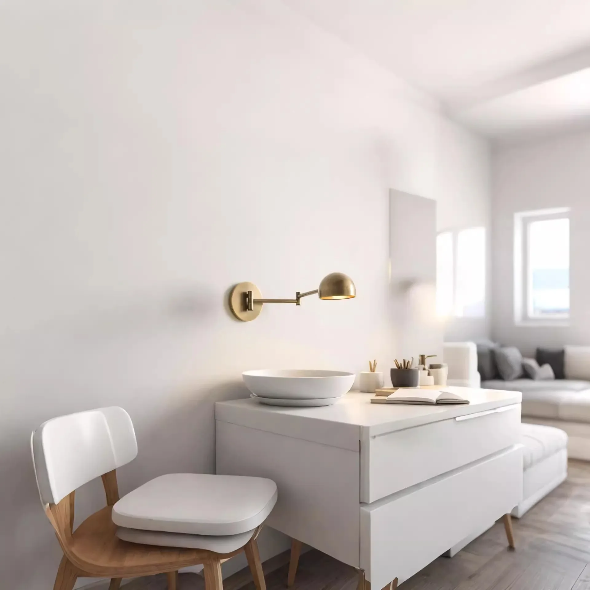 Retro Bedroom Bedside Reading Light LED Brass Rocker Lamp Living Room Background wall Creative Corridor Atmosphere Lamp