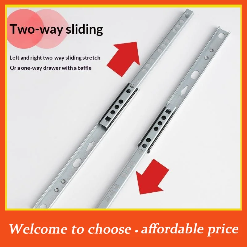 {}2Pcs Kitchen Cupboard Drawer Slides 17mm Wide Furniture Guide Rail Full Extension Parts Hardware Furniture Drawer Slides Parts