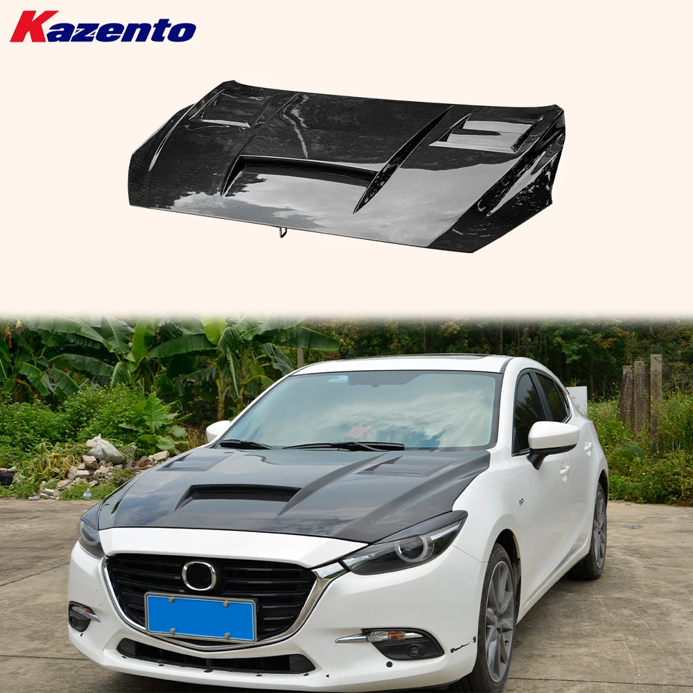 

For Mazda 3 Axela 2017-2018 5D Hatchback Carbon HT Front Bumper Vented Hood Bonnet