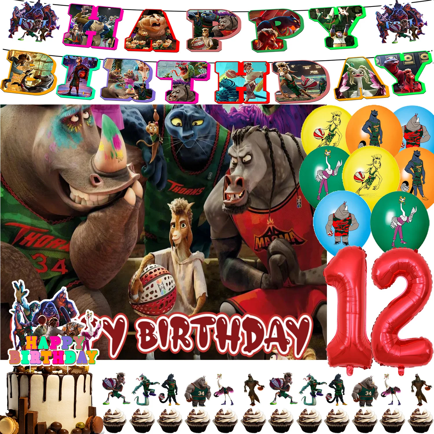 

Basketball GOAT Birthday Party Supplies Movie Roarball Balloon Miracle Dream Team Backdrop Cake Topper Banner Gift Photo Prop