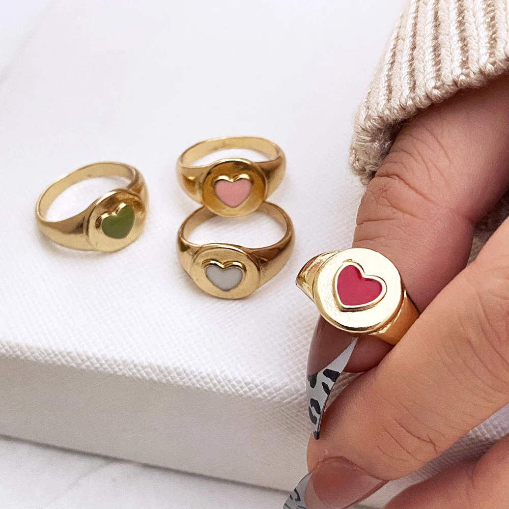 IFME جديد 1 قطعة خاتم الحب الرجعية الموضة تصميم افتتاح شخصي متعدد الألوان القلب الموضة العصرية قطرة السبابة خواتم #5