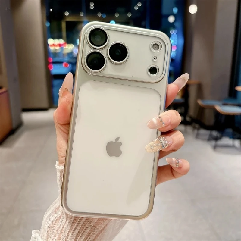 Luxury Soft Matte Phone Case For iPhone 17 Air 12 13 14 15 16  Pro Max Plus  Electroplating Silicone Bumper Back Clear Cover