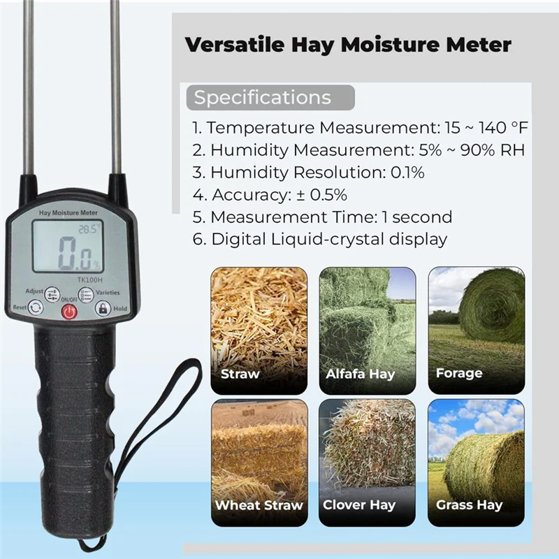 

KYCOR-Digital Hay Moisture Meter For Farmers: Ensure Top Quality Hay With Real-Time Monitoring