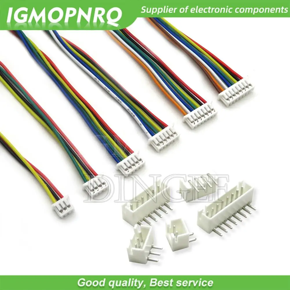 5Sets JST1.25 ZH1.5 PH2.0 XH2.54 Connector Female + Male 2/3/4/5/6/7/8/9/10P Plug With Cable 10/20/30cm with bend PIN 2.54MM