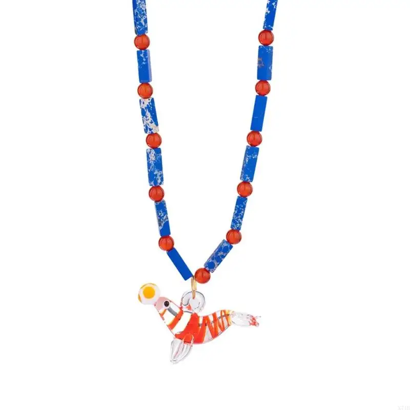 Stylish Beaded Necklace Fish Pendant Necklace Adjustable Length Necklace Fashion Neck Jewelry Suitable for Daily