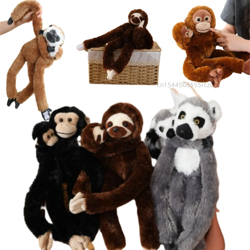 50/70cm Creative Simulation Long Arms Monkey Plush Doll Mother Child Lemur Sloth Orangutan Plush Toy Home Decor Gift For Kids