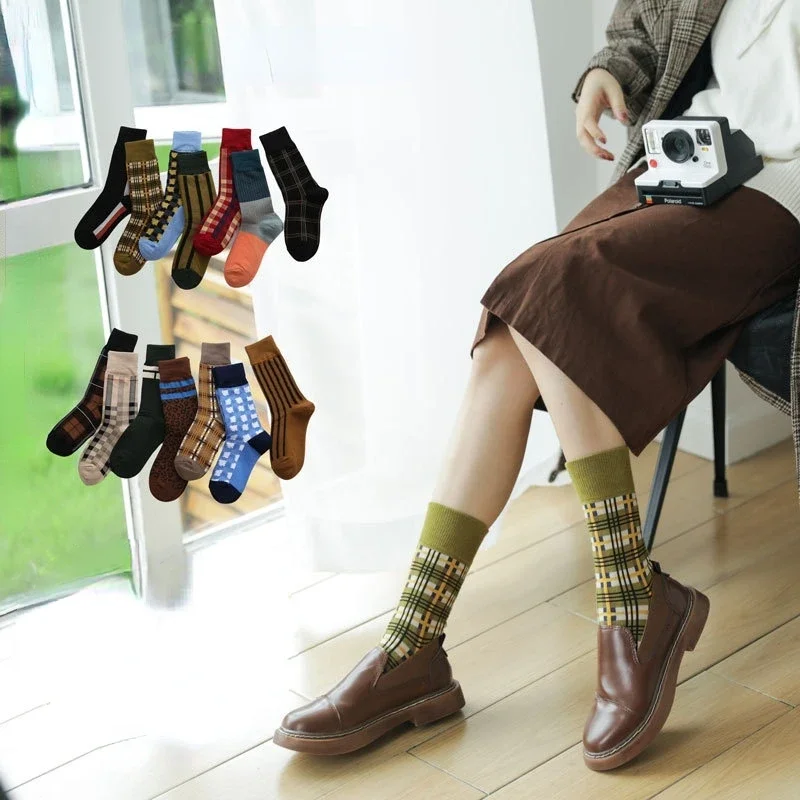 Calcetines de algodón puro para hombre y mujer, medias personalizadas, Estilo Vintage, japonés y coreano, ideal para Otoño e Invierno