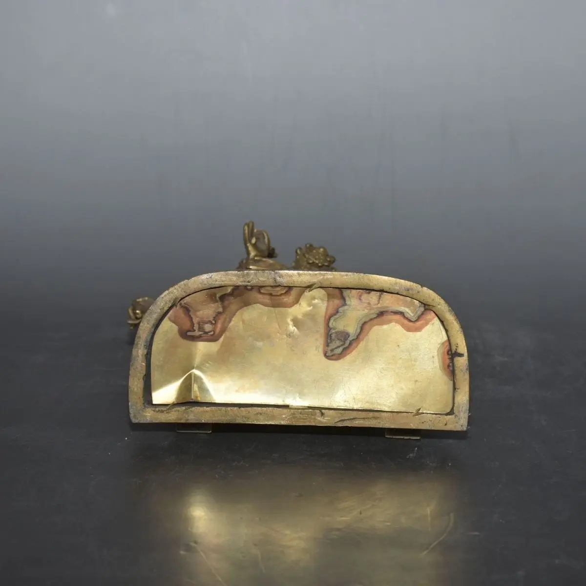 Pure copper 3 gold-plated backlight Joy Buddha width 18 cm thick 7.5 cm high 24.5 cm weight 1726 grams