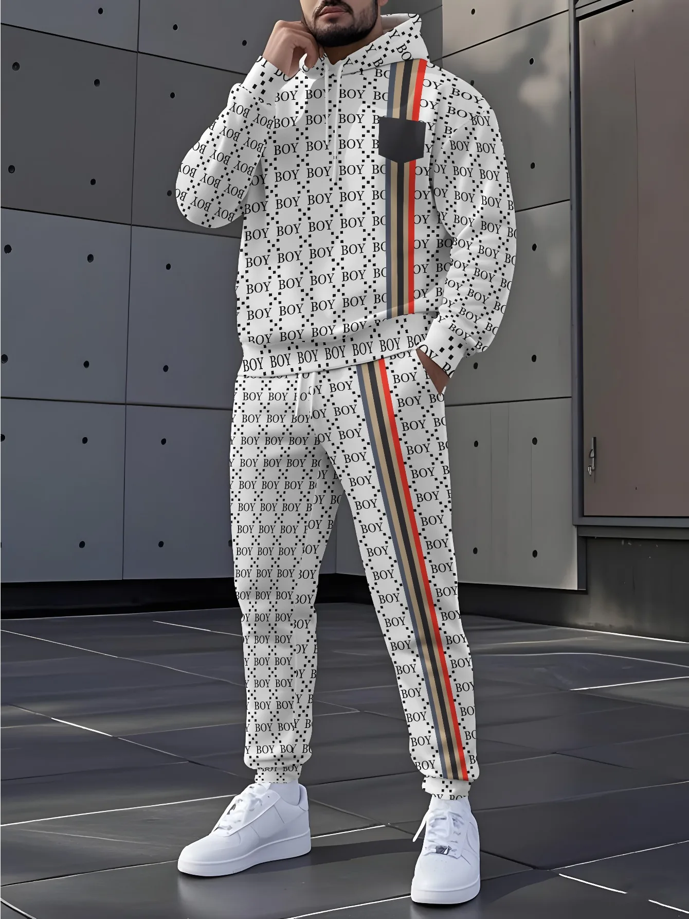 

2025/26 Новая осенняя хит продаж, мужская толстовка с капюшоном и принтом, модная толстовка + брюки, спортивная одежда, комплект из 2 упаковок