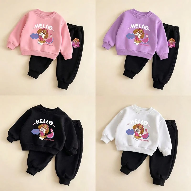 PAW PATROL Girls Cartoon Printed O Neck Hoodies and Long Pant Two Piece Sets Kids Casual Sweatshirts Set Children's Tracksuit