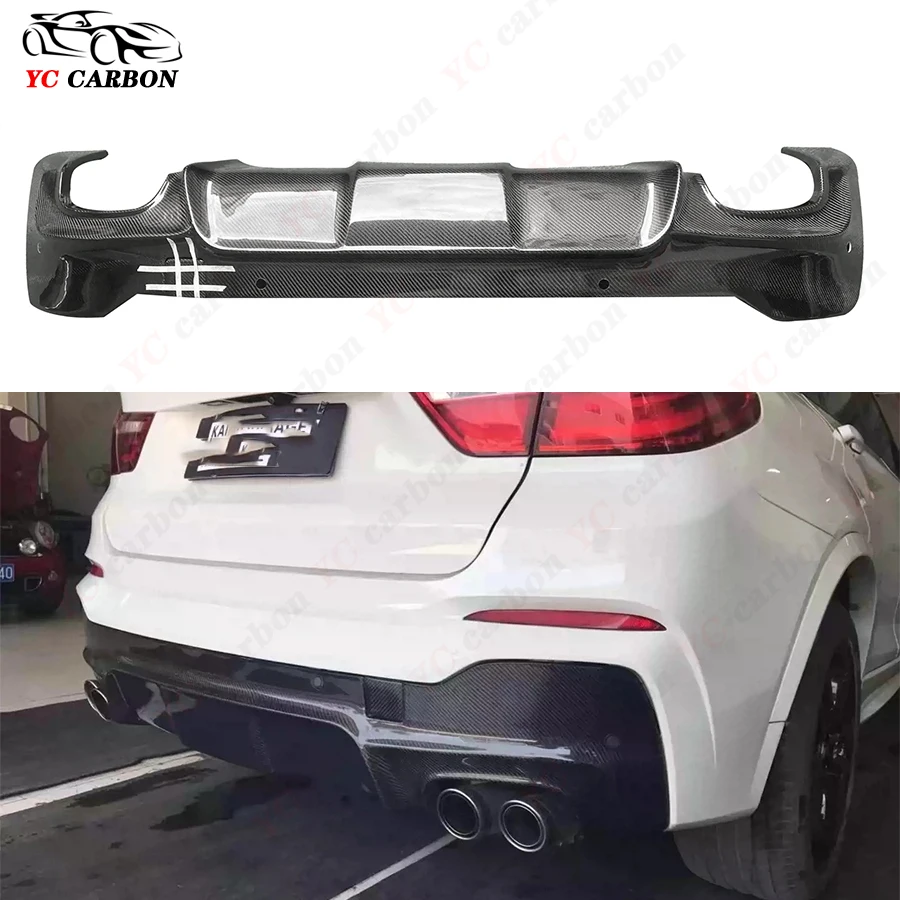 

For BMW X4 Series F26 2014-2018 High quality Carbon Fiber With lights Rear Lip Diffuser Back Bumper Spoiler Separator Body Kit