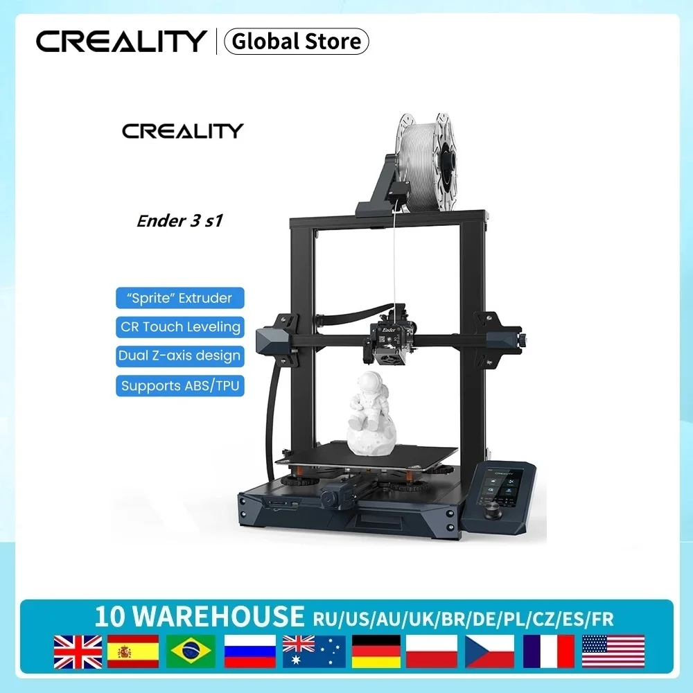 2023 CREALITY Ender-3 S1 3D Printer Direct Dual-Gear Extruder Dual Z-Axis 32Bit Silent High-Precision CR Touch Auto Bed Leveling