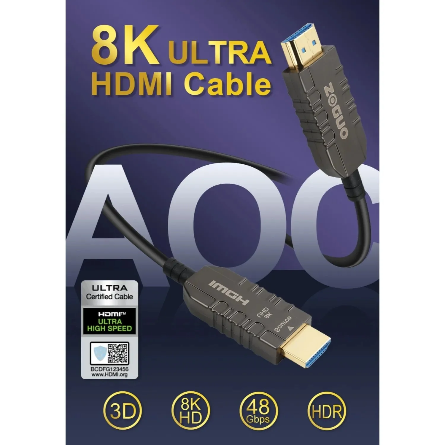 8K HDMI 2.1 AOC Fiber Optic Cable 8K HDR Cabo 8K@60Hz 4K@120Hz 48Gbps 10m 20m 30m 50m for Xbox PS5 Switch Display TV Box Hdmi
