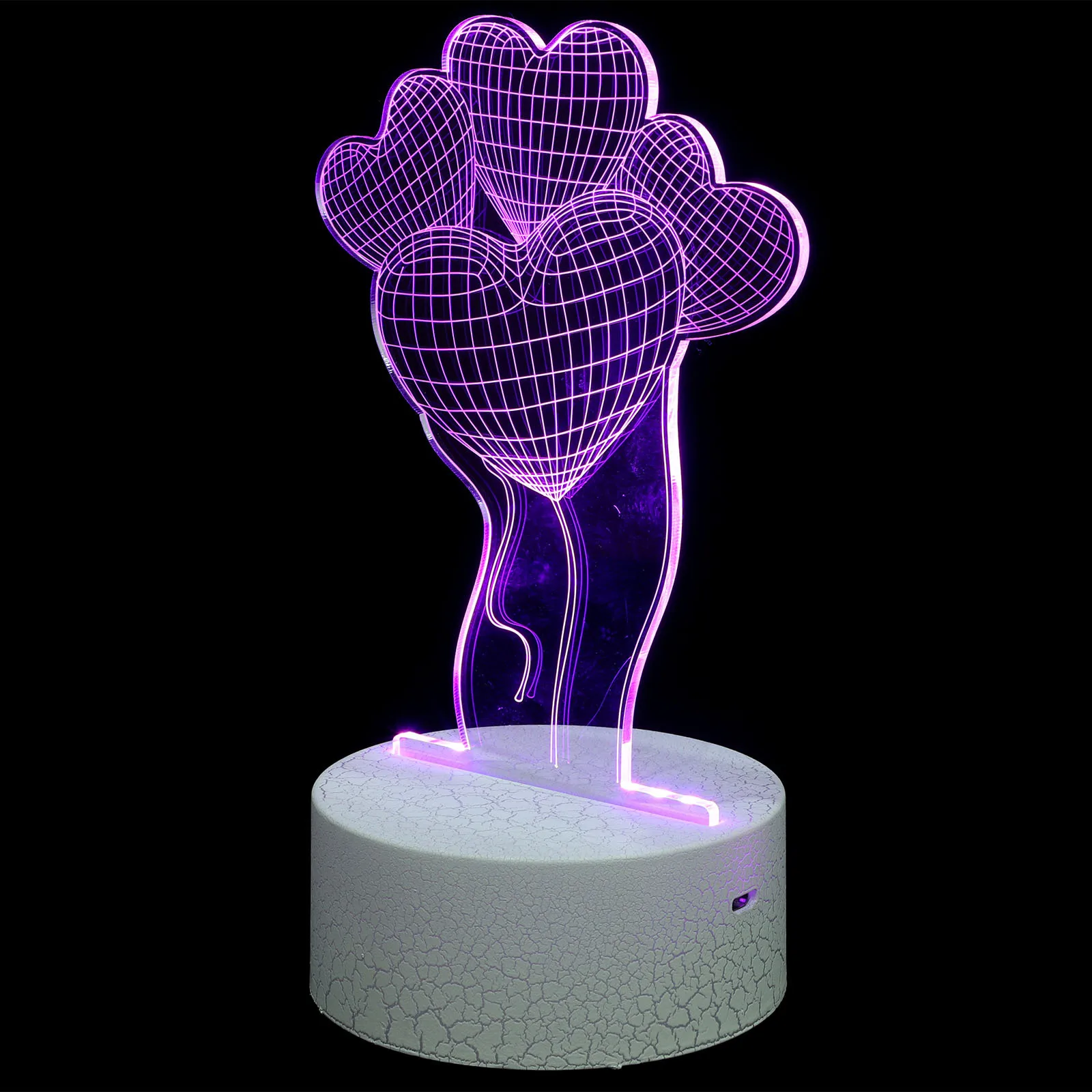 1 مجموعة القلب بالون ثلاثية الأبعاد الجدول مصباح USB متعدد الألوان تغيير ضوء الليل غرفة نوم ديكور هدية القلب مصباح هدية ثلاثية الأبعاد ضوء الليل