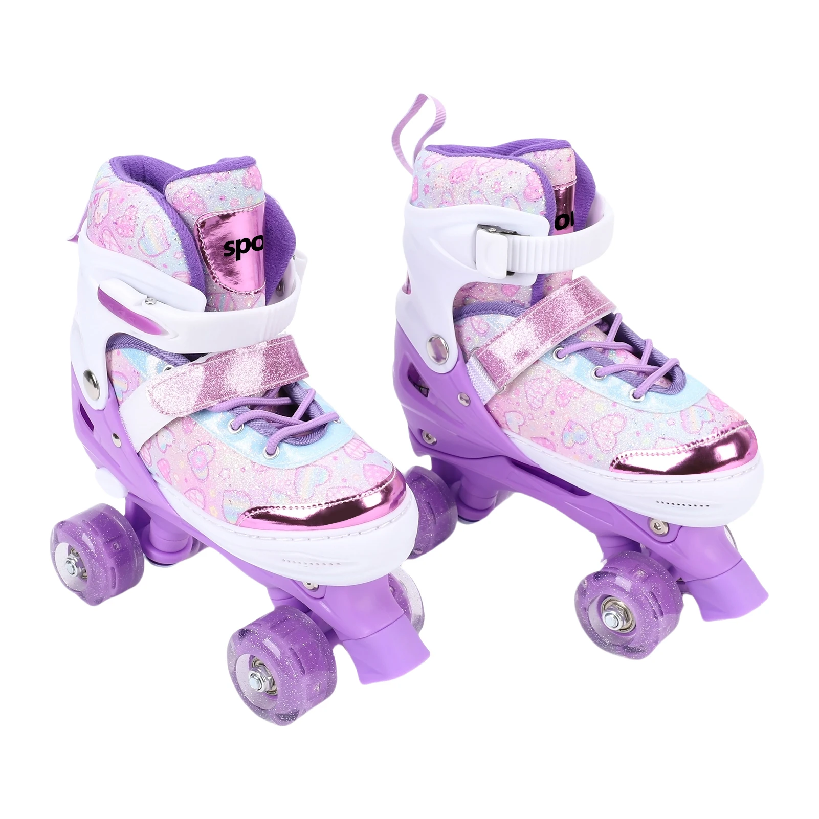 Tomshoo Rollschuhe für Kinder und Mädchen im Alter von 6–12 Jahren, 4 Größen, verstellbare Blinkräder, ABEC-Lager, dreifacher Schutz für draußen und drinnen – Detail 1