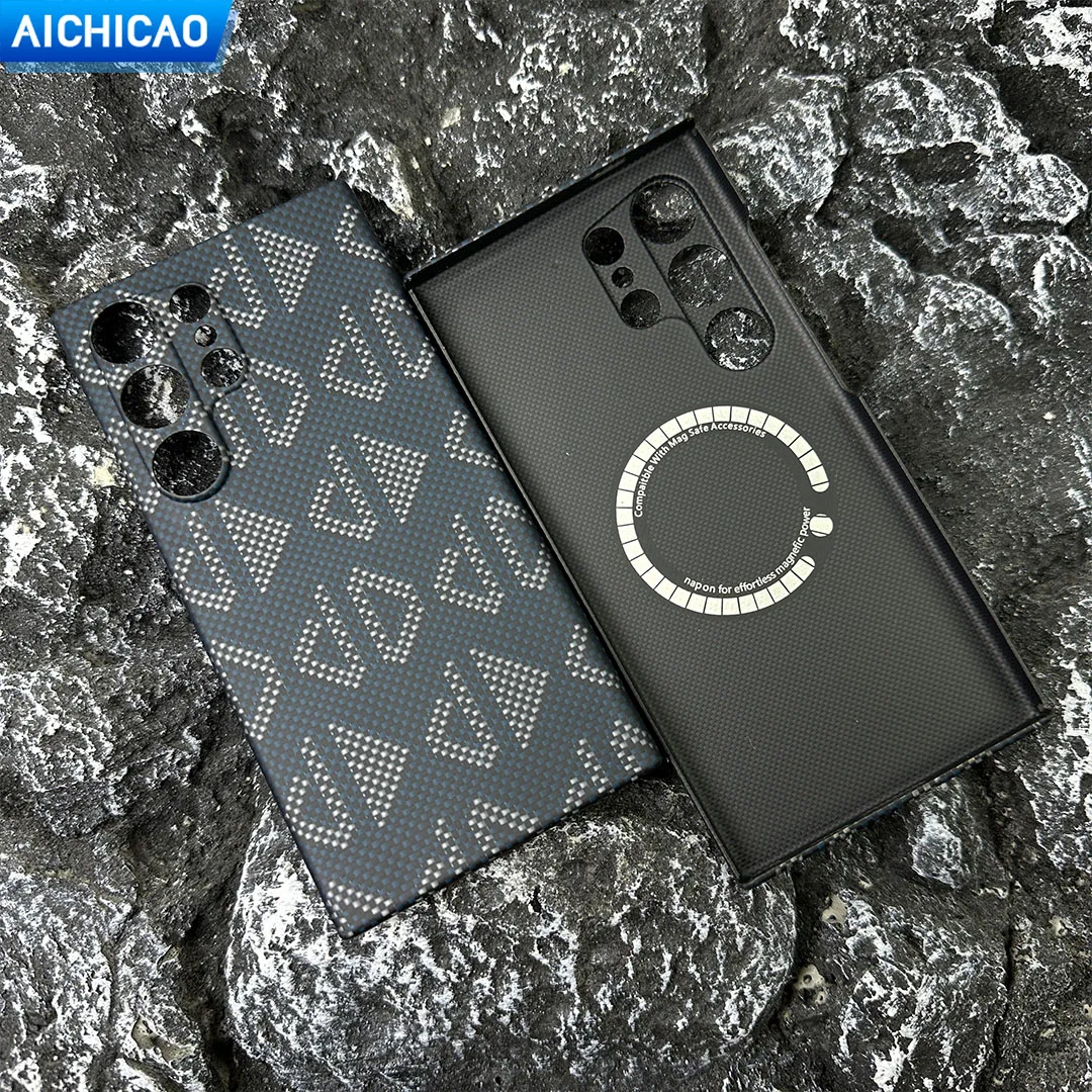 

ACC- Real Carbon Fiber Phone Case for Samsung Galaxy S24Ultra Aramid Fiber Ultra-thin Anti-drop Blue geometric pattern Case