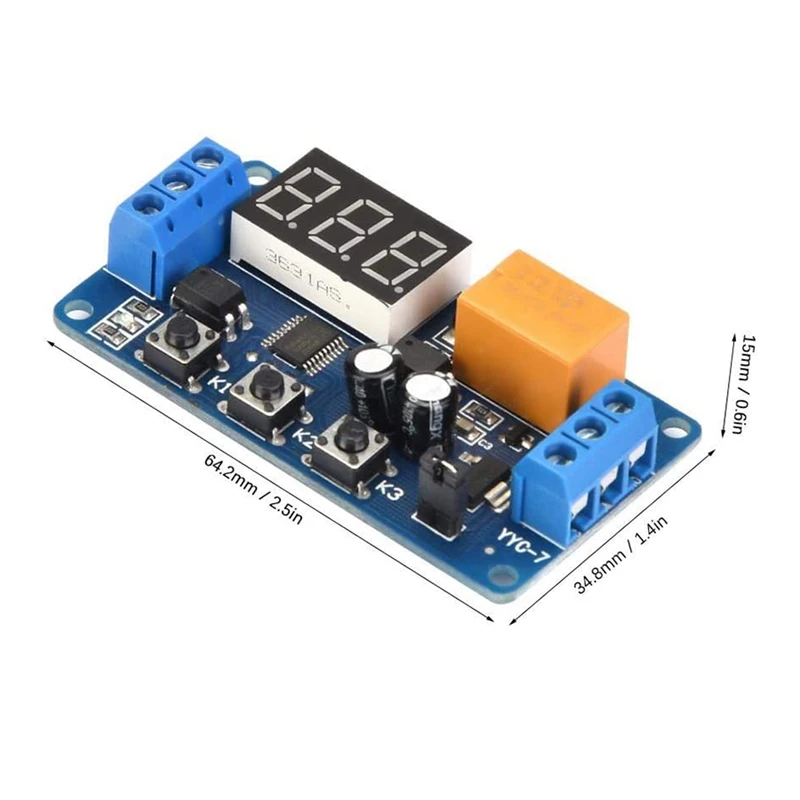 โมดูลหน่วงเวลาเต็มรูปแบบจอแสดงผล LED รีเลย์ตั้งเวลา 3V 3.7V 4.5V 5V 6V สัญญาณวงจรจับเวลาสวิทช์ multi-Functional ปรับ