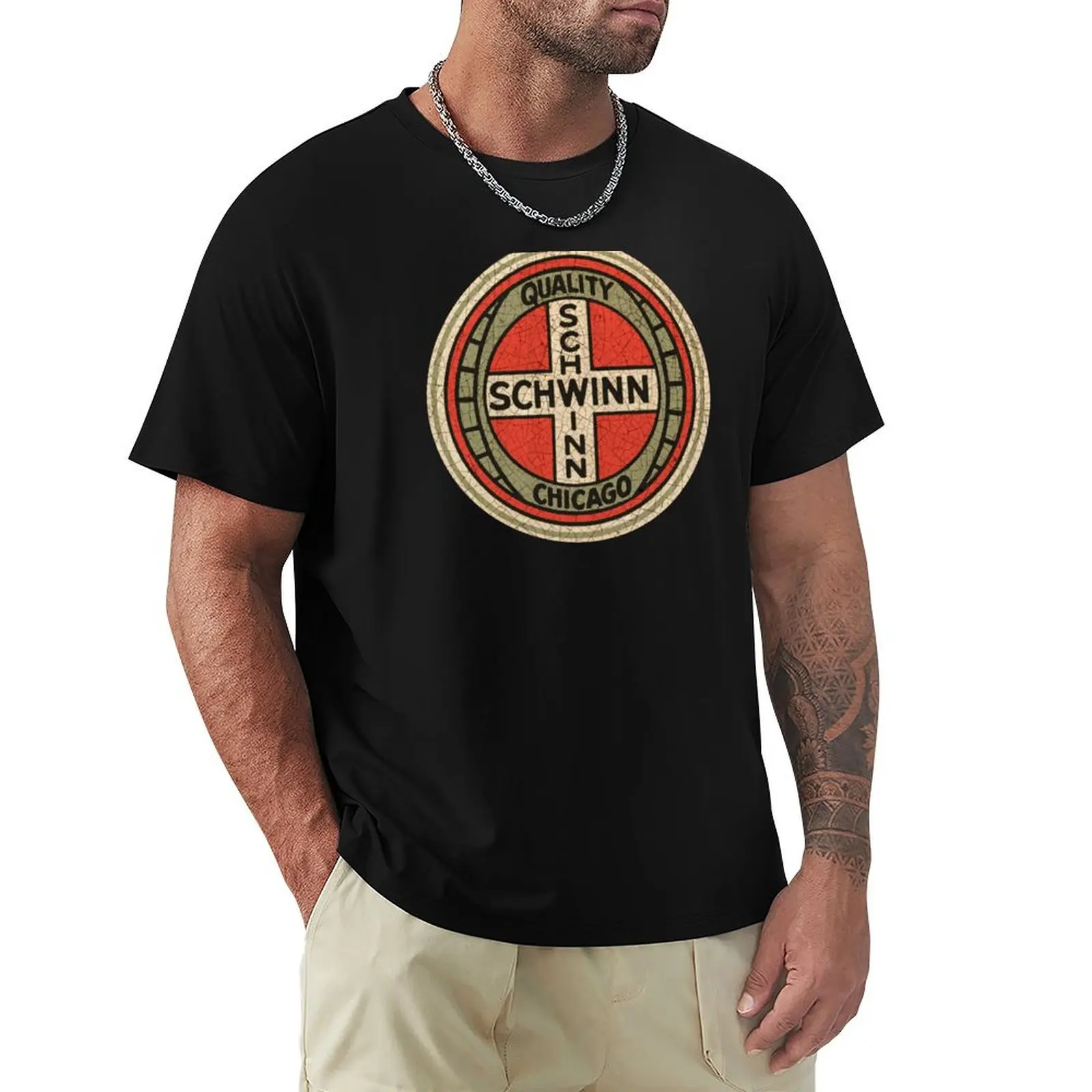 Schwinn bicicletas vintage chicago eua camiseta gráfica vintage bonito topos de algodão gráfico camisetas masculinas gráfico