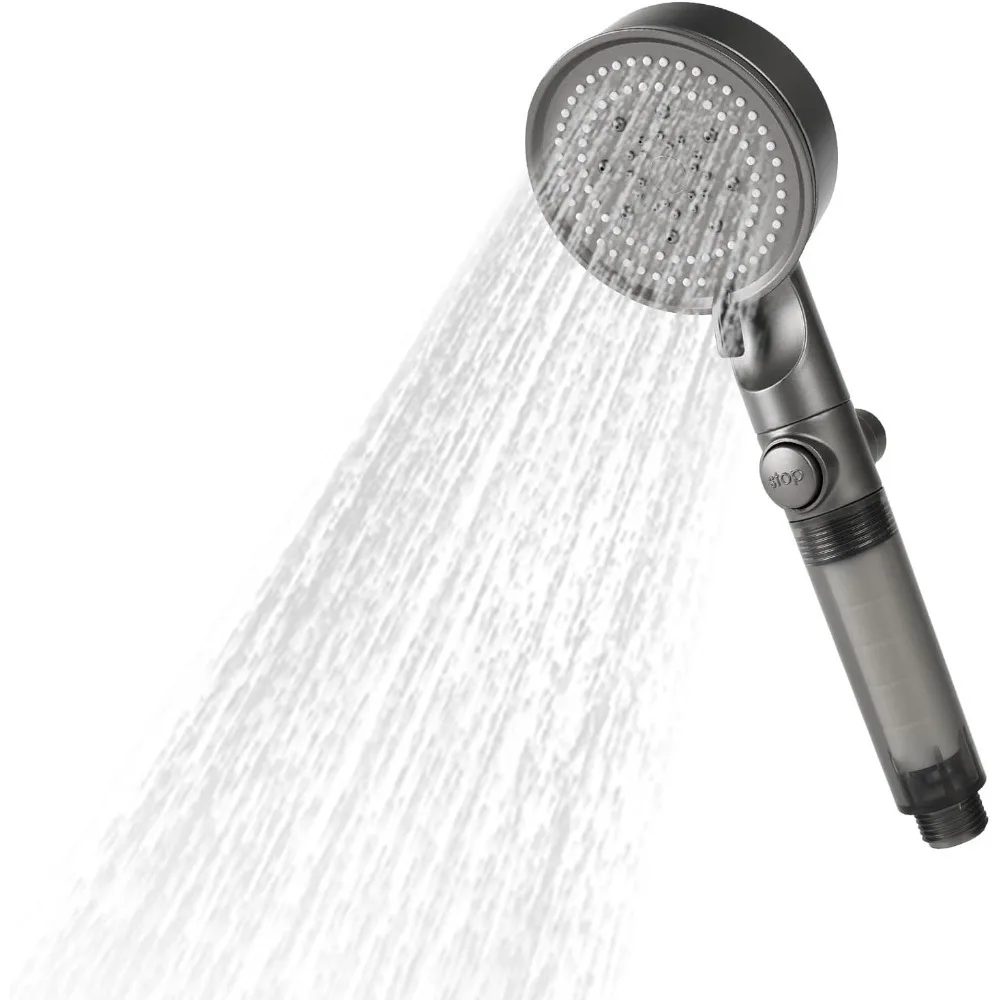 

Shower Head 5 Modes Adjustable Water Saving High Pressure Showerhead Handheld Spray Hangable Bathroom Accessories