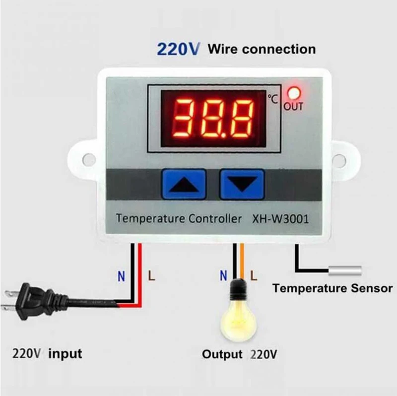 W3001 W3002 Digital Control Temperature Microcomputer Thermostat Switch Thermometer New Thermoregulator  12/24/220V