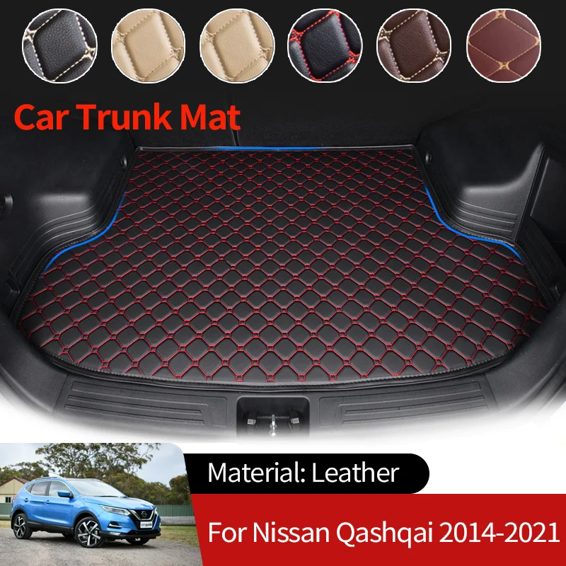 for Nissan Qashqai Rogue Sport 2014~2021 J11 Leather Car Boot Liner Cargo Rear Trunk Mats Luggage FLoor Tray Waterproof Carpets