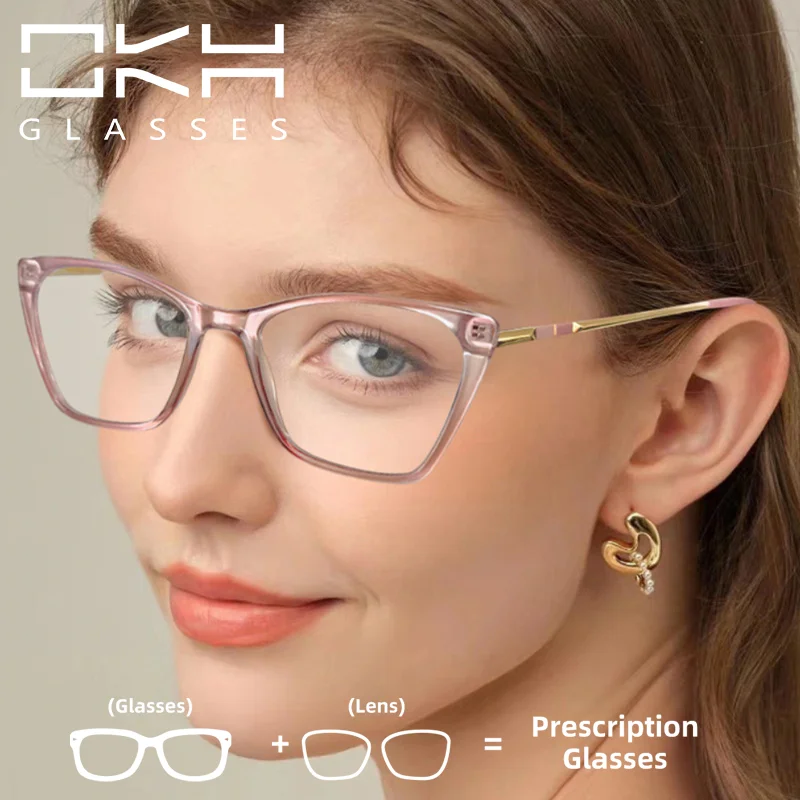 

OKH Anti-blue Light Women's Cat Eye Reading Glasses Simple TR90 Frame Prescription Eyewear Myopia Hyperopia