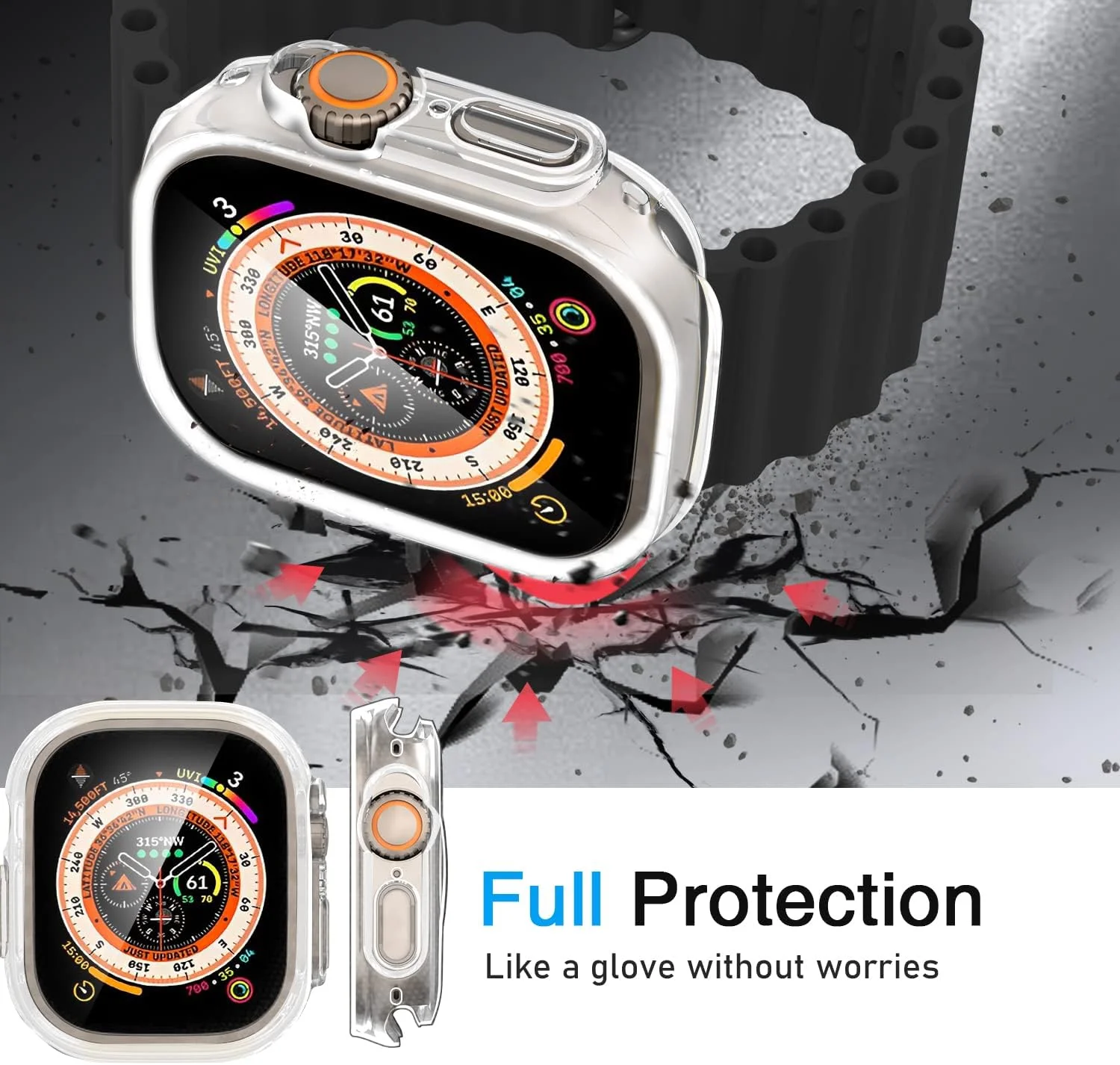 Schutzhülle für Apple Watch Ultra 4 3 2 49mm Displayschutzfolie TPU Kratzfeste Stoßfeste Schale Schutzabdeckung iWatch Series Ultra – Detail 3