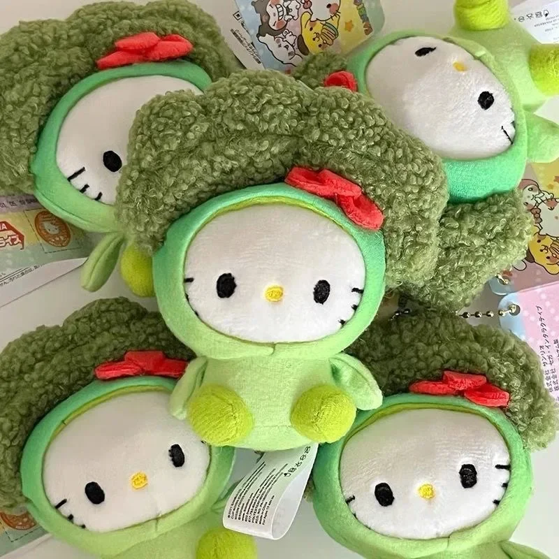 Sanrio Hello Kitty Broccoli Pendant Cute Cartoon Fried Shrimp Doll Student Schoolbag Decoration Girl Canvas Bag Keychain Gift