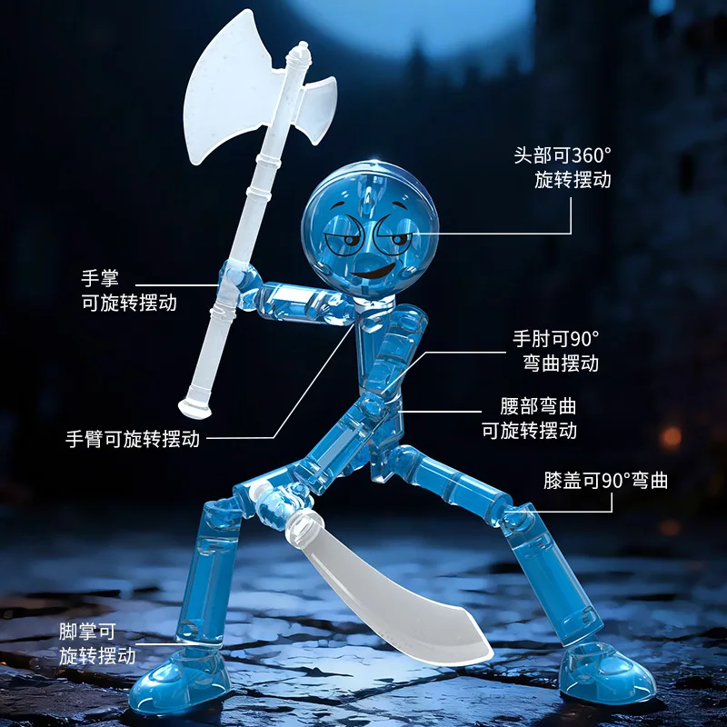 Animated Stick Figure Building Kit - 360° Articulated Joints Educational Construction Toy For Teens & Adults Creative Desk Decor