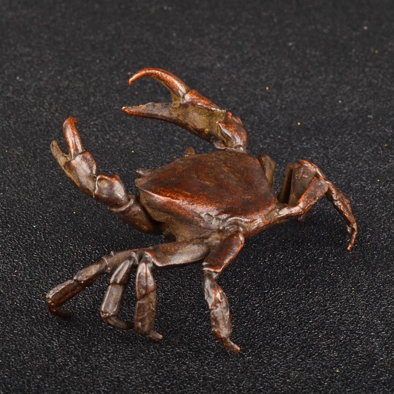 80MM Collection Chinese Bronze Animal Crab PangXie Wealth Small Statue Statuary