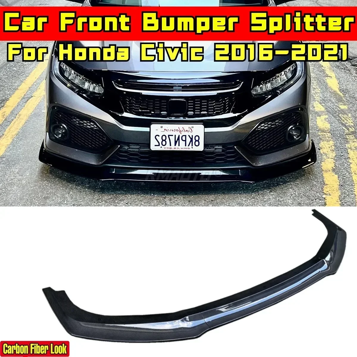 Für Honda Civic SI Schrägheck 2016-2021 Body Kit Honda Civic Frontschürze Lippe Carbon Look Stil Splitter Auto zubehör