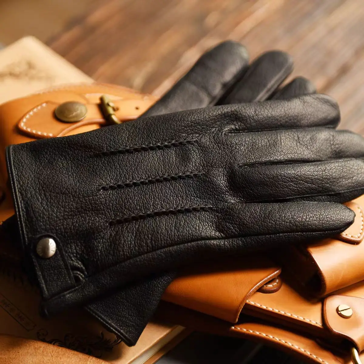 

Новинка 2025 года, мужские перчатки из натуральной кожи из овчины для взрослых, теплые зимние перчатки из оленьей кожи, рождественский подарок, мужские перчатки из овчины