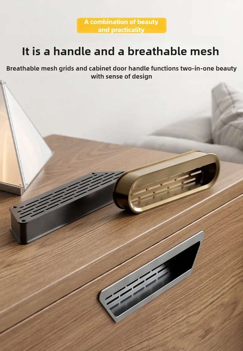 1 Stück Lüftungsgitter mit Aluminiumlegierungsgriff, Runde Schranklüftungsöffnungen, Rechteckiges Lüftungsgitter für Kleiderschrank und Schuhschrank – Detail 1