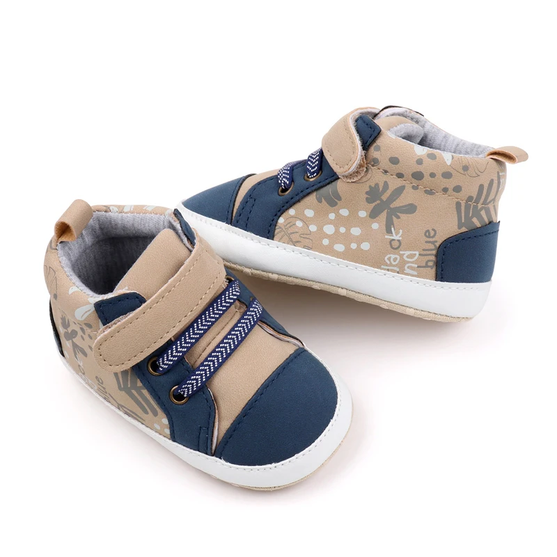 

Caziffer Baby Boy High-Top Ankle Sneakers PU Leather Anti-Slip Soft Sole Sport Shoes Newborn First Walkers Shoes