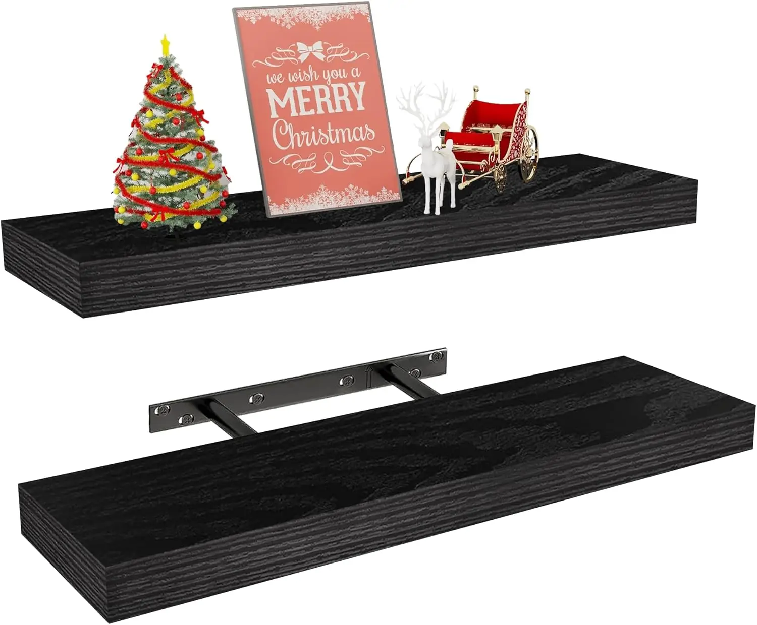 

Floating Shelves Set of 2, 24"W x 5.8"D, Invisible Brackets for Kitchen, Living Room, Bathroom Storage