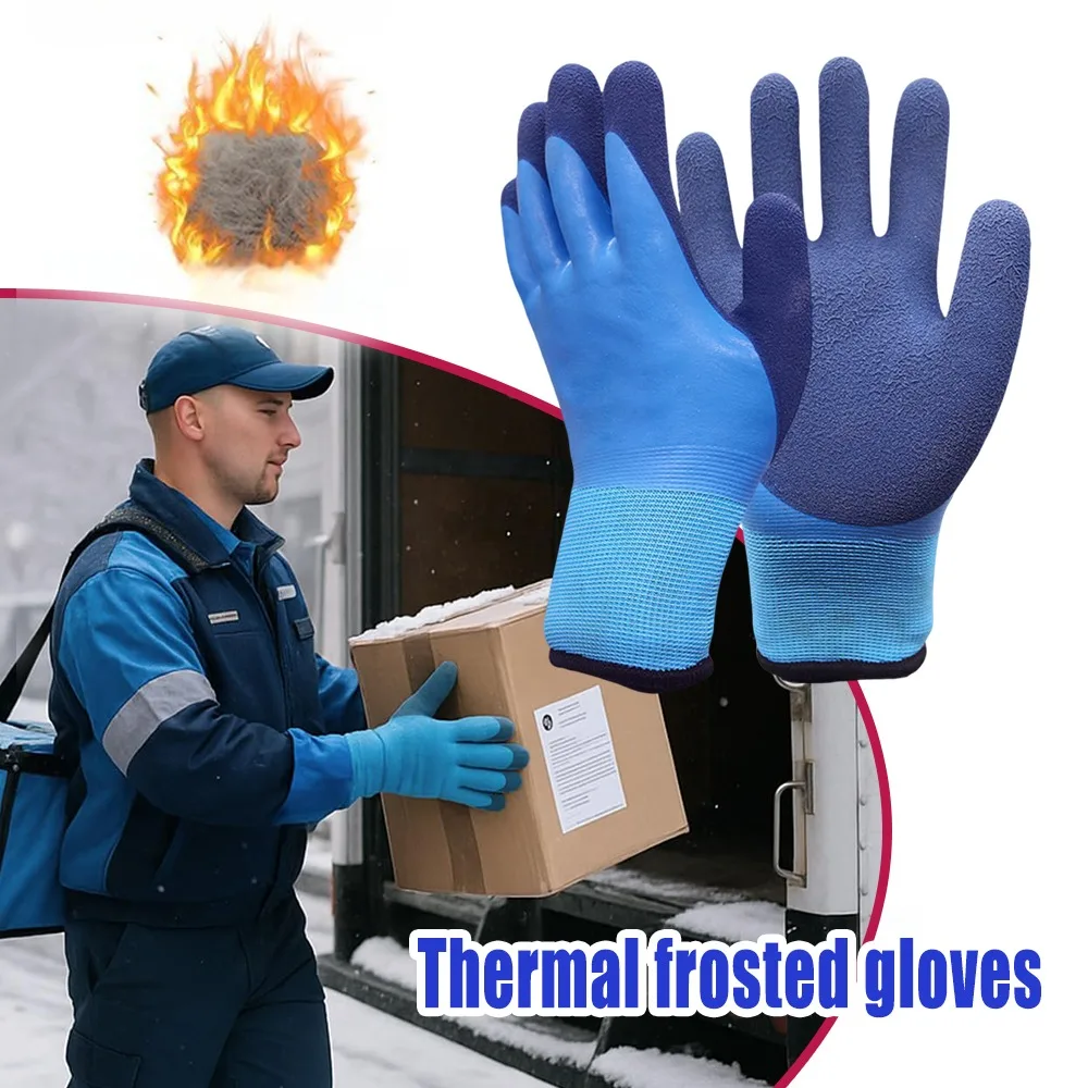

Thermal Gloves Cold Storage Waterproof Fleece Lined Thickened Coated Work Safety Gloves Men Women Riding Motorcycle Windproof