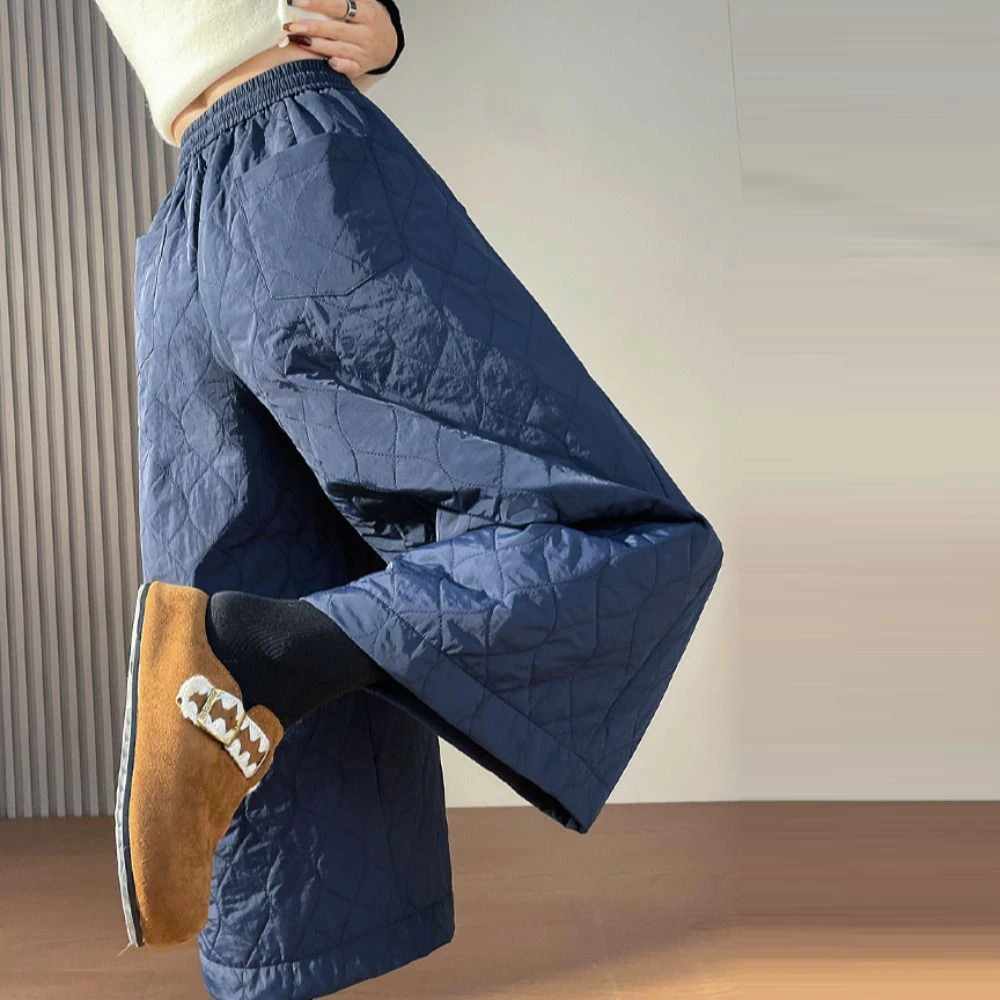 

Retro autumn and winter rhombus padded cotton heater thickened new thermal cotton pants Harlan loose casual pants