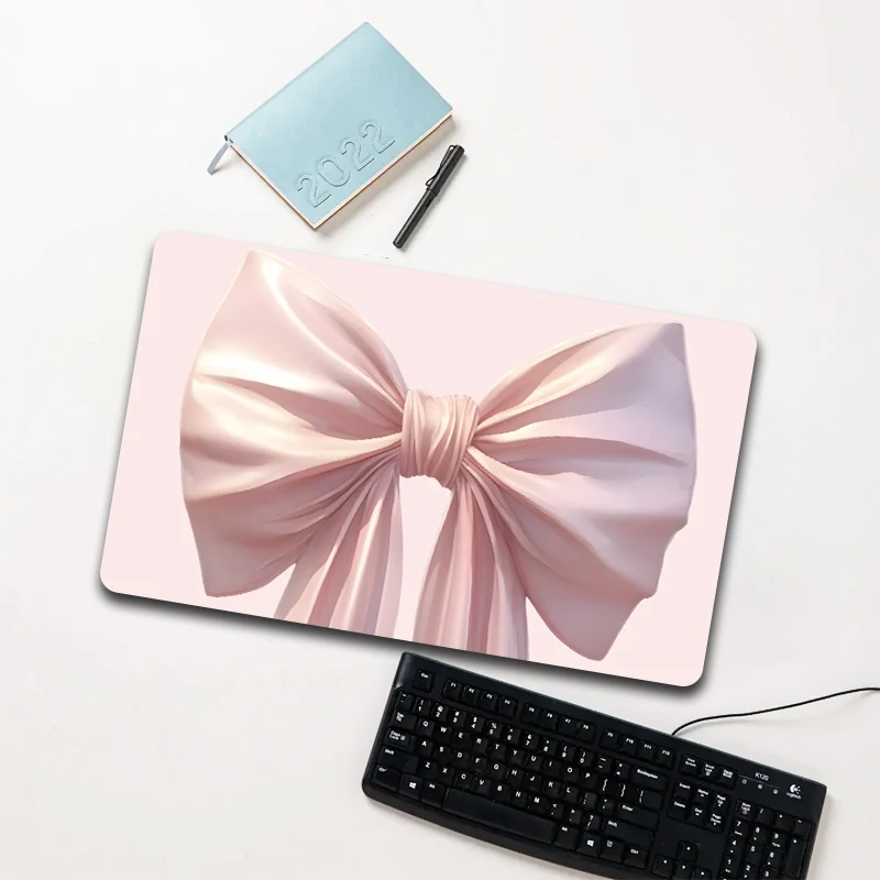 

Pink Satin Bow Mouse Pad Large Non-slip Waterproof Desk Mat for Computer Laptop