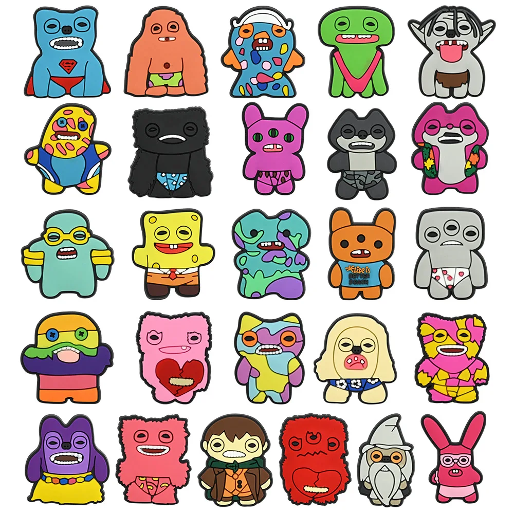 4-26PCS Cute Ugly Monster Shoe Charms Cute for Kids Waterproof PVC Shoe Decorations Compatible with Croc for Girls Party Favors