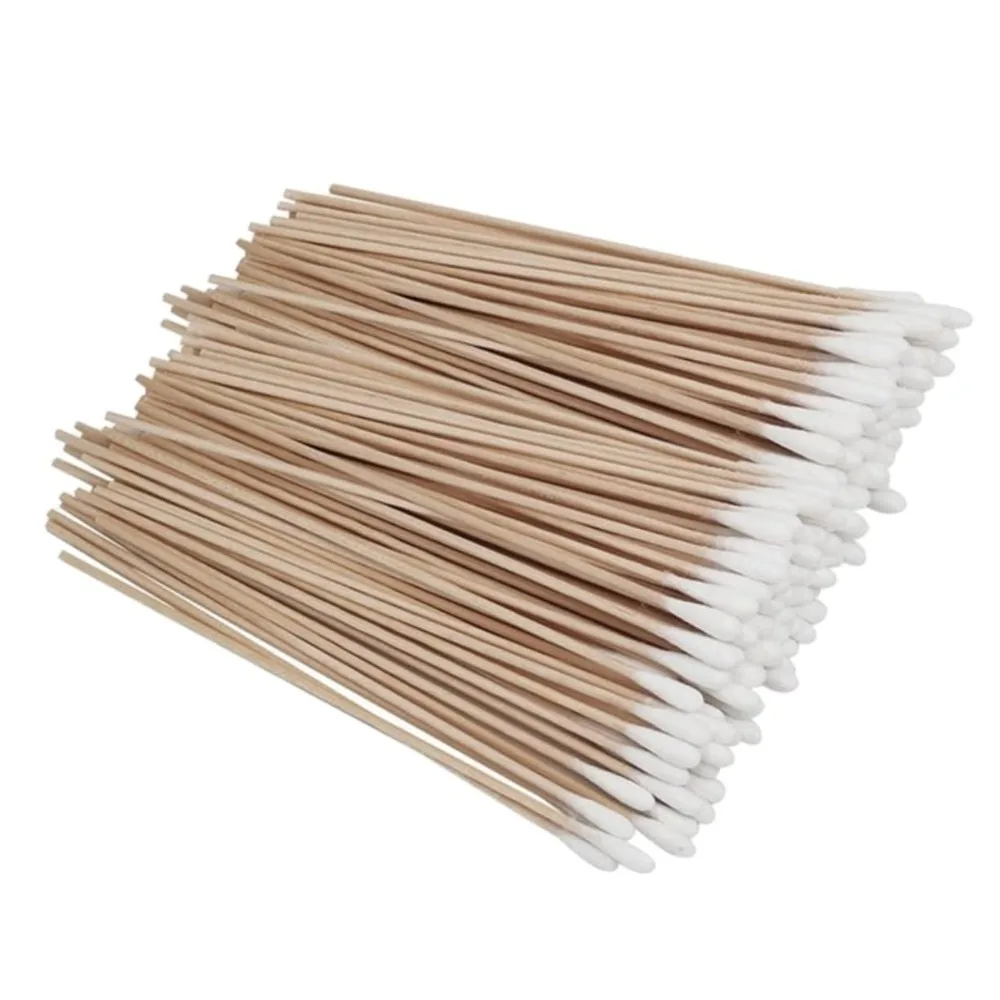 100/300 Stück 6 Zoll lange Wattestäbchen mit Holzgriffen, Applikator mit Baumwollspitze zum Reinigen, Wattestäbchen, Öl-Make-up – Detail 11