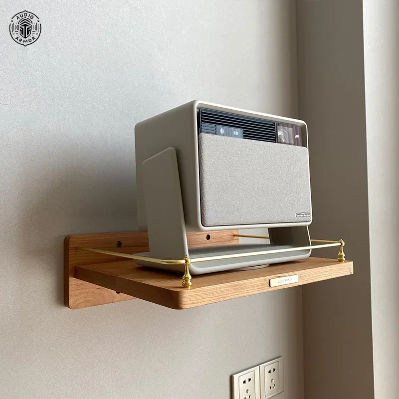 Wooden Projector Wall Shelf, Adjustable Ceiling Mounted Bracket for Inverted Projector, Mullti-Purpose Background Display Rack