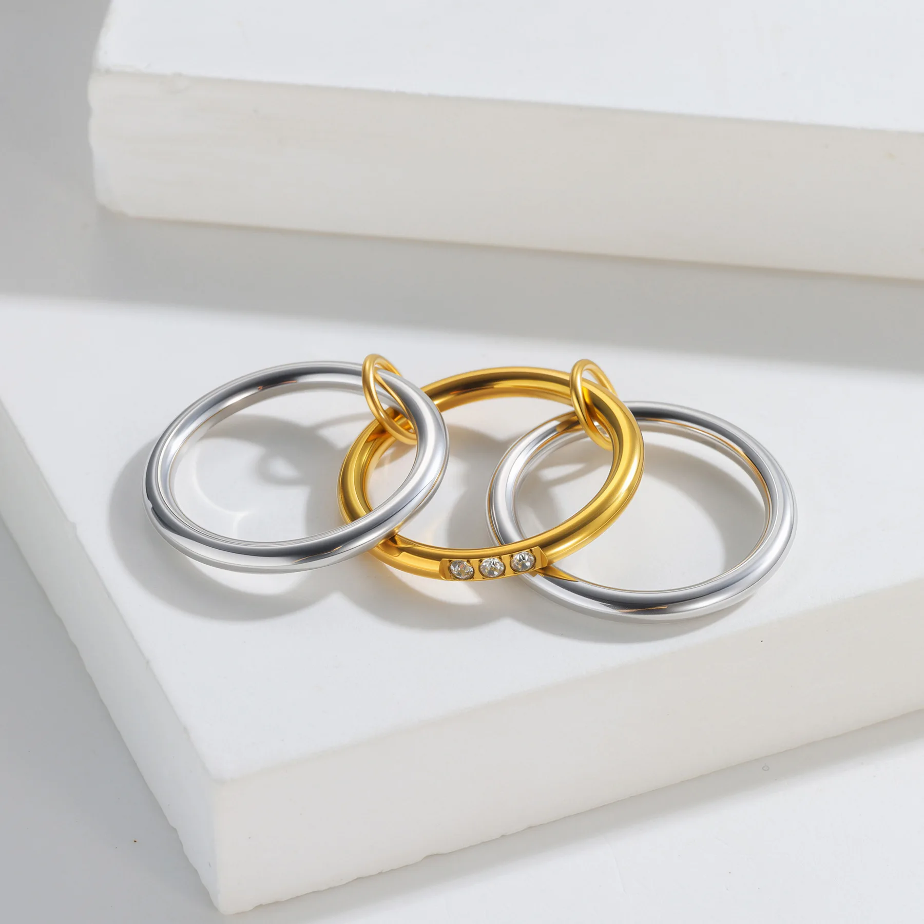 التراص خواتم الفرقة الخطوبة للنساء عادي مايكرو معبد 5A تشيكوسلوفاكيا مزيج اللون متعدد قطع كومة مجوهرات كاملة الأصابع