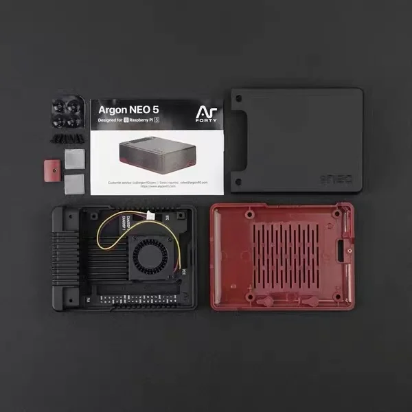 Custodia Argon NEO 5 BRED Raspberry Pi 5 (ventola integrata)