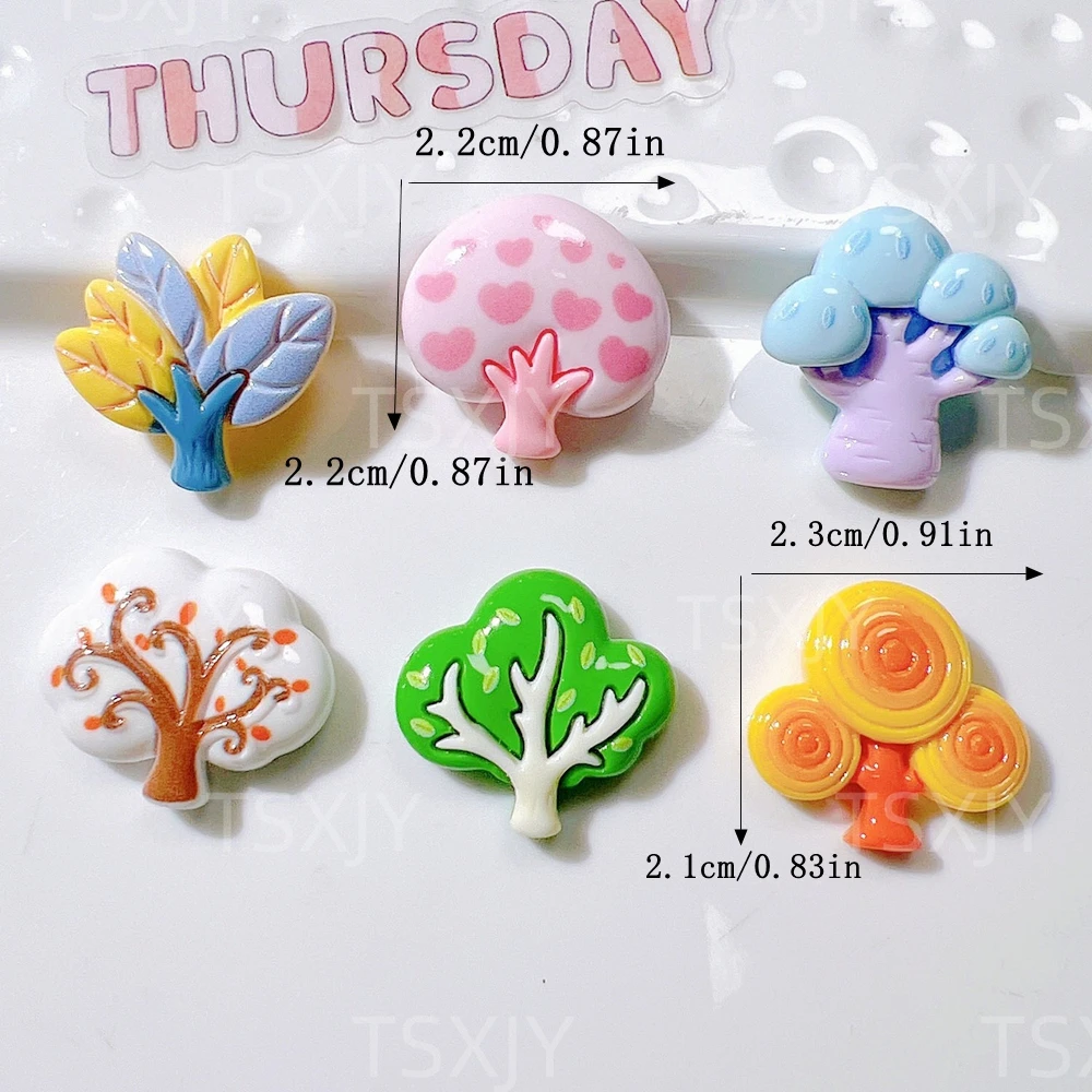 10PCS New Colorful Cute Cartoon Forest Tree Flat back Cabochon Stone Scrapbook DIY Decor Figurines Crafts Accessories