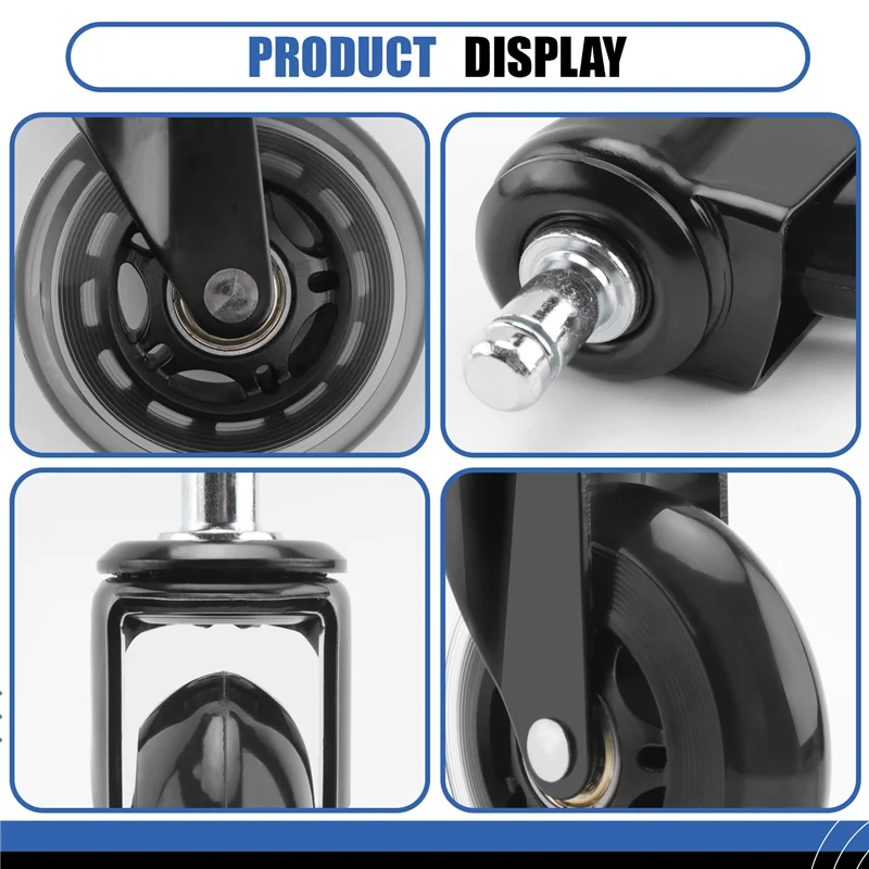 AB46-PU Chair Wheels Set Of 5 Wheels For Office Chairs, 11 Mm X 22 Mm Pen, Universal Durable Office Chair Castors