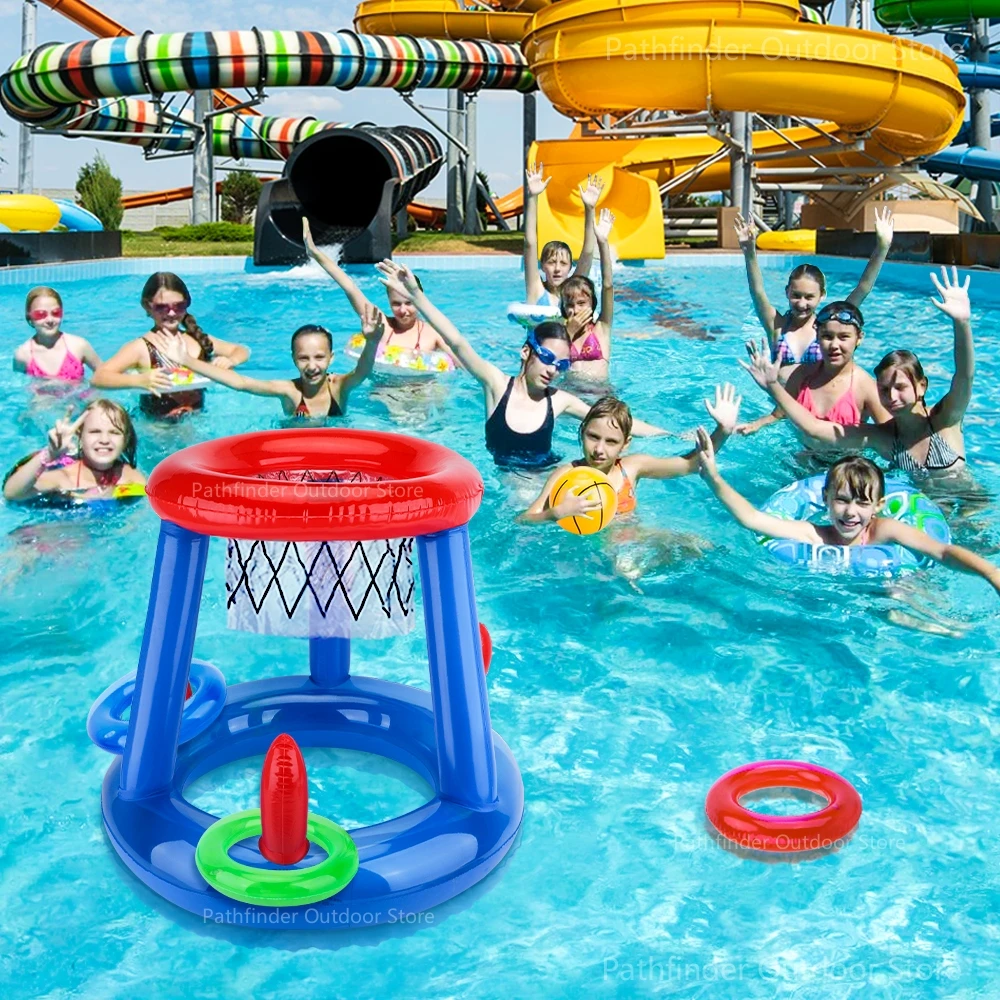 Outdoor Swimming Pool Beach accessories Inflatable Ring Throwing Ferrule Game Set Floating Pool Toys Beach Fun Summer Water Toy