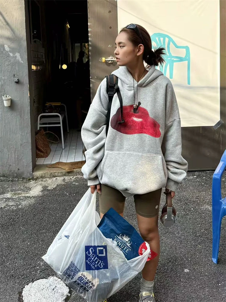 LOTDOOTN surdimensionné américain Sle rétro pull décontracté à manches longues manteau Sweat-shirt à la mode automne Cool confortable Harajuku pull