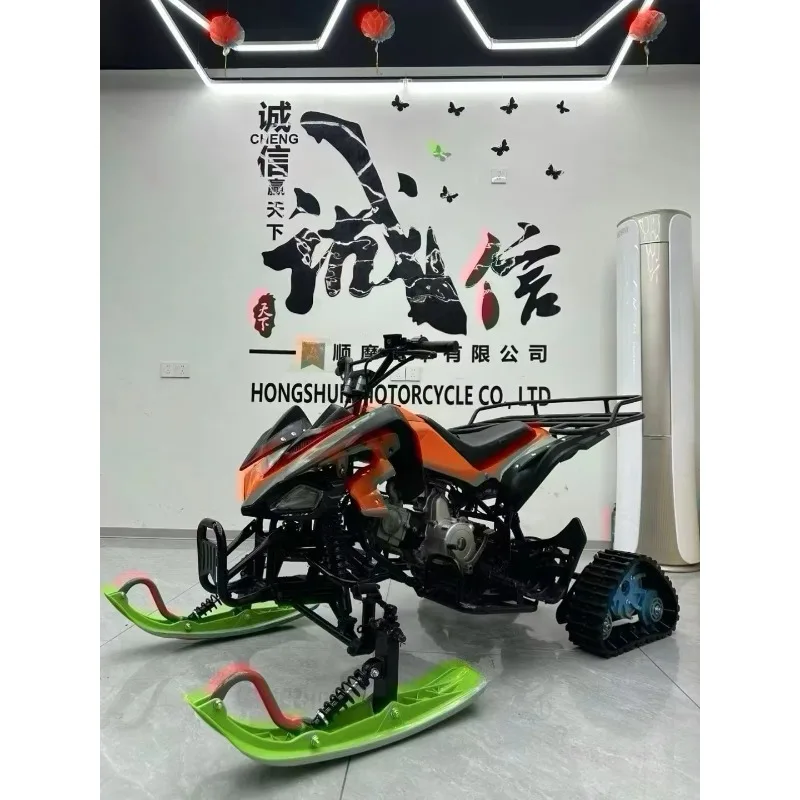 125cc 4 Stroke Gas Snowmobile Front Dual Ski Rear Track System Winter Off Road Snow Sled Rear Cargo Rack Tracked Motorcycle